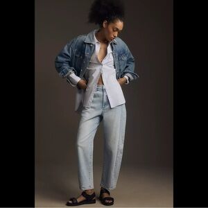 NWT Anthropology Pistola Eli High Rise Barrel Jean in Sun Kissed Bow Leg